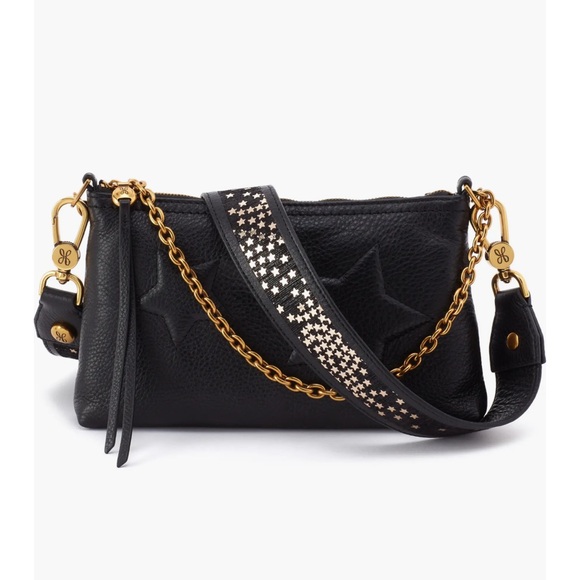 HOBO Handbags - HOBO Black Leather Crossbody Bag with Gold Accents
